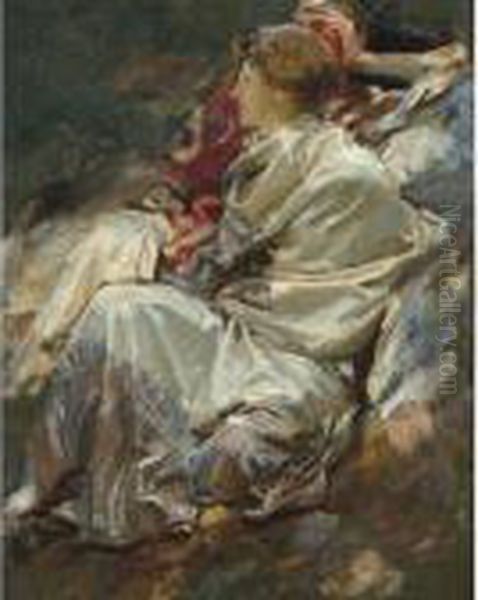 Cashmere Shawl Oil Painting by John Singer Sargent