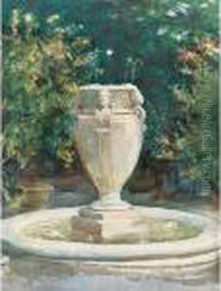 Vase Fountain, Pocantico Oil Painting by John Singer Sargent