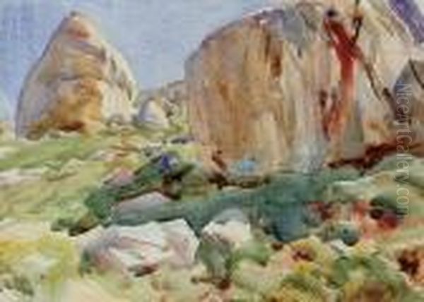 The Simplon: Large Rocks Oil Painting by John Singer Sargent