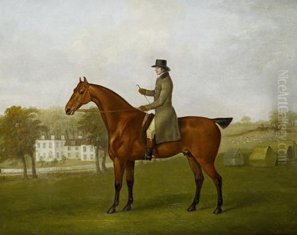 A Gentleman Mounted On His Bay Hunter In The Grounds Of His House Oil Painting by John Nost Sartorius