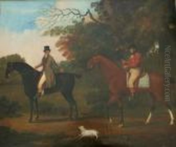 A Horseman And A Jockey With A Dog And A Cat On A Lane Oil Painting by John Nost Sartorius