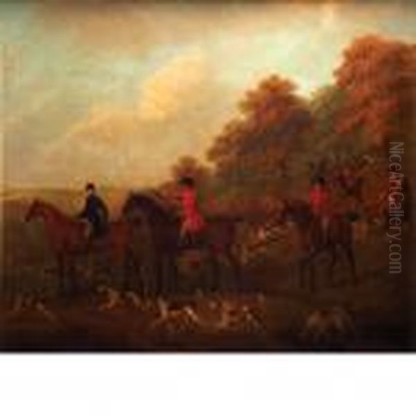 Huntsmen In A Landscape Oil Painting by John Nost Sartorius