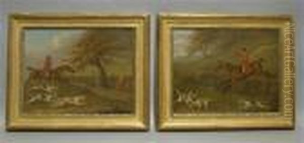 Pair Of Fox Hunting Scenes Oil Painting by John Nost Sartorius