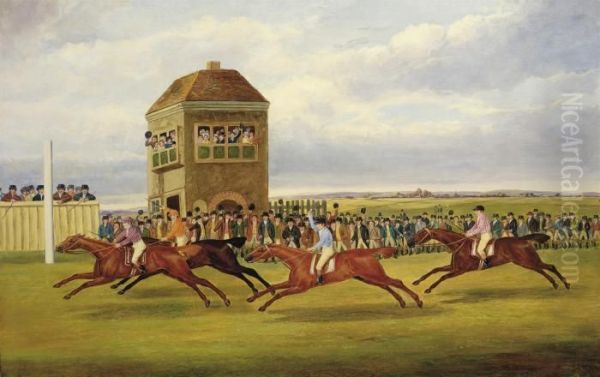 A 200 Guineas Sweepstake At Newmarket Oil Painting by John Nost Sartorius