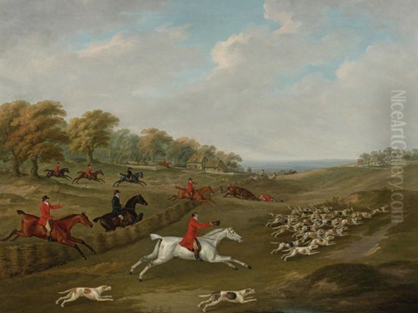 The Duke Of Beaufort's Hunt In Full Cry Oil Painting by John Nost Sartorius