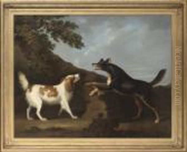 A Dispute Over A Bone Oil Painting by John Nost Sartorius