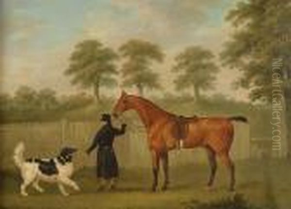 Groom With A Bay Horse And Dog Oil Painting by John Nost Sartorius