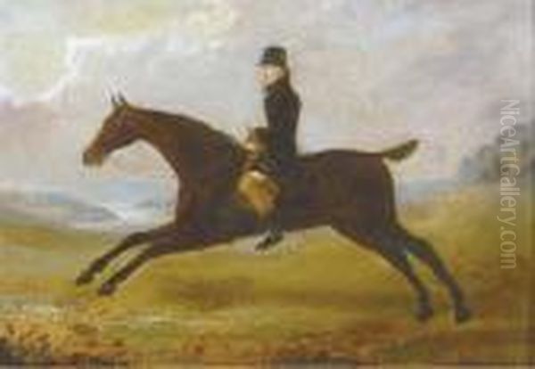 A Gentleman On A Bay Hunter In An Extensive Landscape Oil Painting by John Nost Sartorius