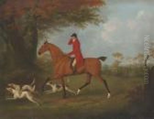 A Huntsman And Hounds Outside A Wood Oil Painting by John Nost Sartorius