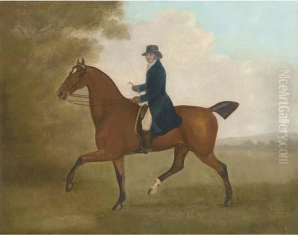 A Gentleman On A Chestnut Hunter Oil Painting by John Nost Sartorius