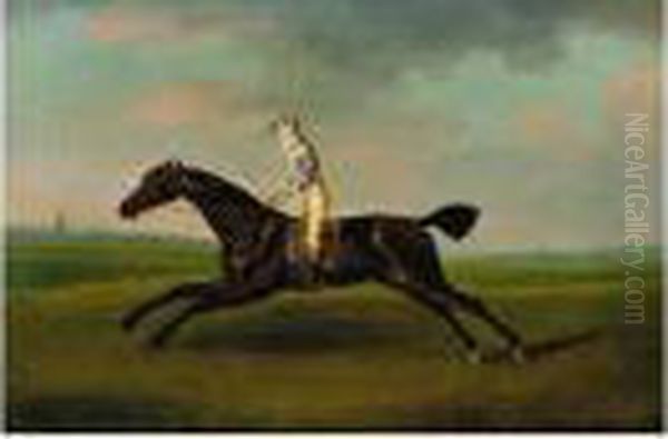 Charles Ogilvy's Trentham With William South Up At Newmarket Oil Painting by John Nost Sartorius