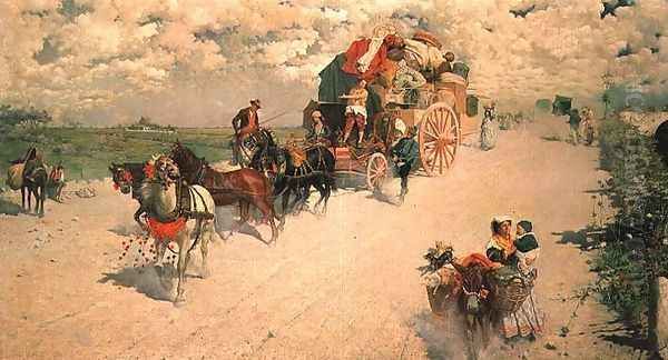 The Gypsy Wagon Oil Painting by Giovanni Signorini