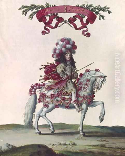 Philippe I 1640-1701 Duke of Orleans as the King of Persia, part of the Carousel Given by Louis XIV 1638-1715 in Front of the Tuileries, 5th June 1662 Oil Painting by Israel Silvestre the Younger