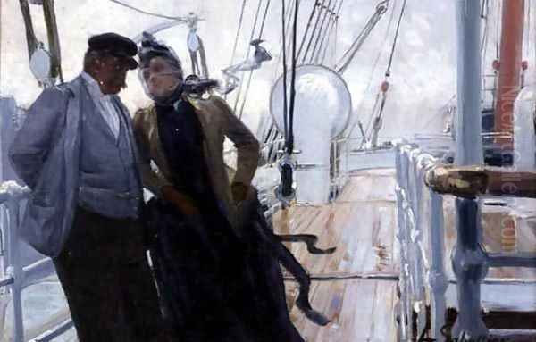 On Deck Oil Painting by Louis Anet Sabatier