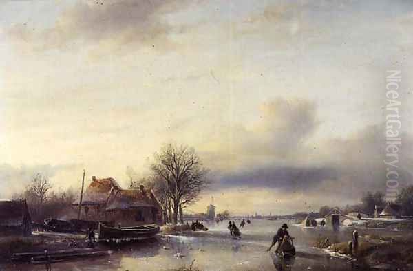 Winter Landscape Oil Painting by Jan Jacob Spohler