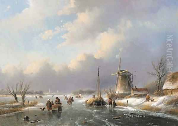 A winter landscape Oil Painting by Jan Jacob Spohler