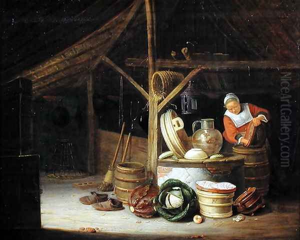 Kitchen Interior Oil Painting by Hendrick Maertensz. Sorch (see Sorgh)