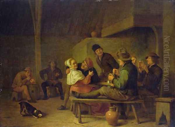 Carousing Farmers Oil Painting by Hendrick Maertensz. Sorch (see Sorgh)