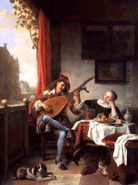 The Lute Player Oil Painting by Hendrick Maertensz. Sorch (see Sorgh)