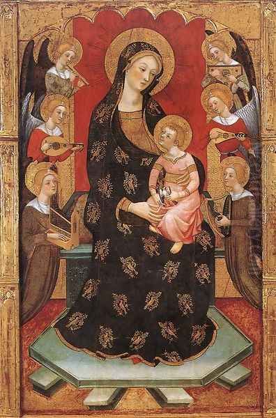 Madonna with Angels Playing Music Oil Painting by Pere Serra