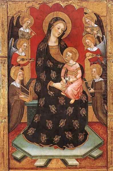 Madonna with Angels Playing Music 2 Oil Painting by Pere Serra