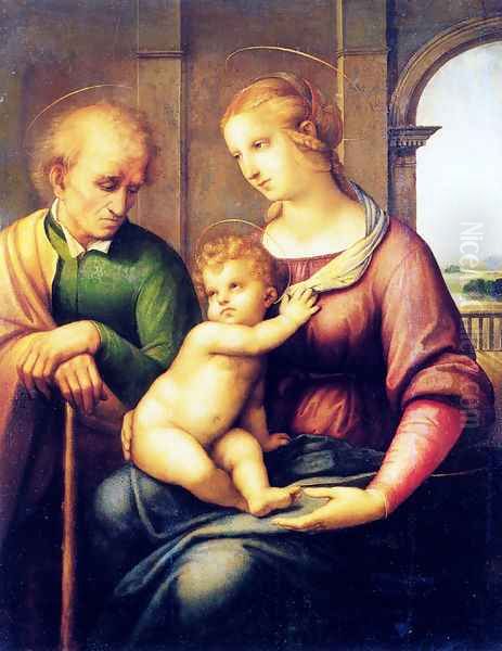 Holy Family with St. Joseph Oil Painting by Raffaelo Sanzio