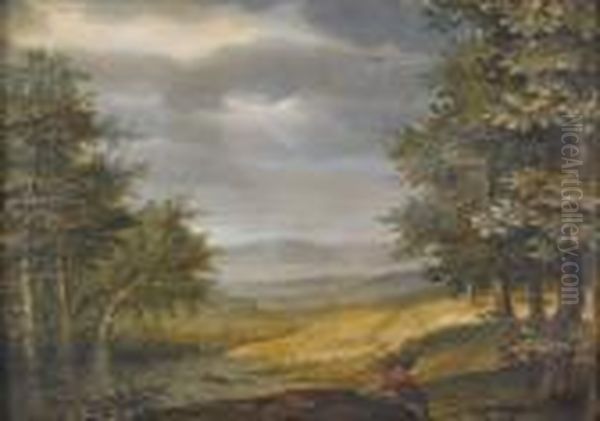 Weite Landschaft Mit Rastendem Und Vogeln Oil Painting by Roelandt Jacobsz Savery