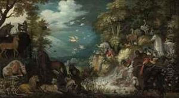 Orpheus Charming The Animals Oil Painting by Roelandt Jacobsz Savery