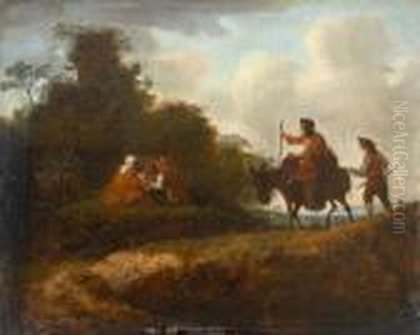 Landschaft Mit Rastendenund Eselsreiterin Oil Painting by Roelandt Jacobsz Savery