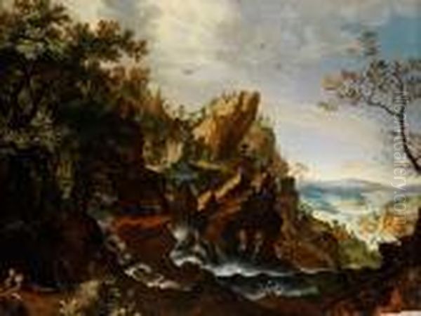 Felsige Landschaft Mit Mehreren Flusskaskaden Oil Painting by Roelandt Jacobsz Savery