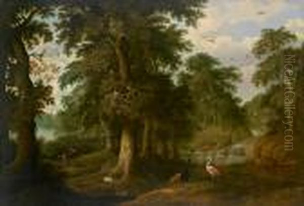 Paradieslandschaft Mit Einem Sturzbach Und Tieren Oil Painting by Roelandt Jacobsz Savery