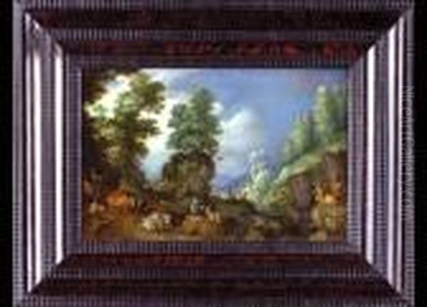 Gebirgslandschaft Mit Tieren Oil Painting by Roelandt Jacobsz Savery