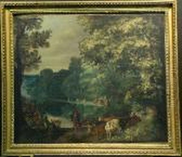 Landscape With Cattle And Drovers Oil Painting by Roelandt Jacobsz Savery