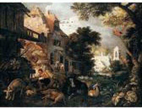 Landscape With The Prodigal Son Oil Painting by Roelandt Jacobsz Savery