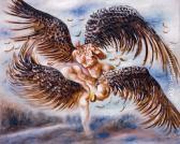 Les Anges Batailleurs Oil Painting by Alberto Savinio