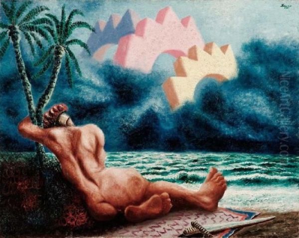 Il Sogno Di Achille - 1929 Oil Painting by Alberto Savinio