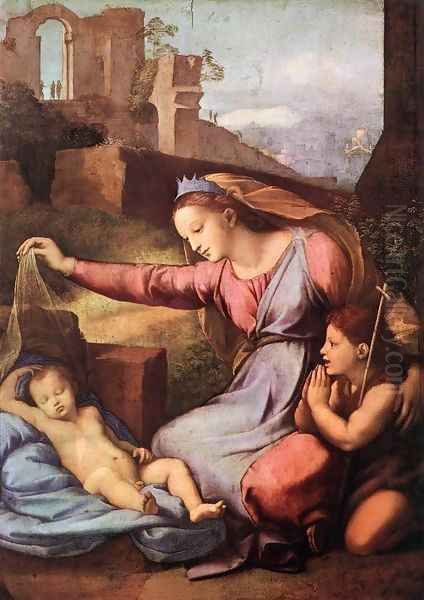 Madonna with the Blue Diadem Oil Painting by Raffaelo Sanzio