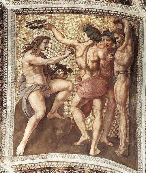 Apollo and Marsyas (ceiling panel) Oil Painting by Raffaelo Sanzio