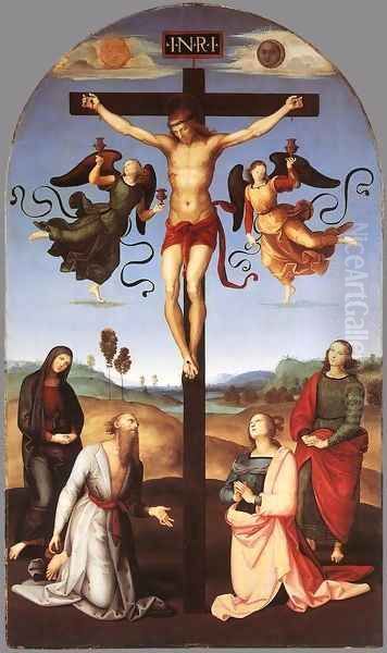 Crucifixion (Citta di Castello Altarpiece) Oil Painting by Raffaelo Sanzio