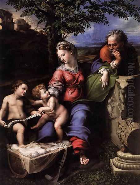 Holy Family below the Oak 2 Oil Painting by Raffaelo Sanzio