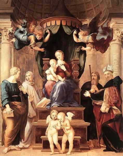 Madonna del Baldacchino Oil Painting by Raffaelo Sanzio