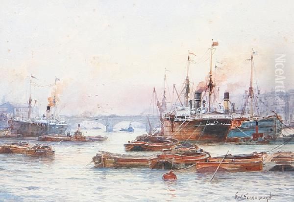 London Bridge Oil Painting by William Harrison Scarborough