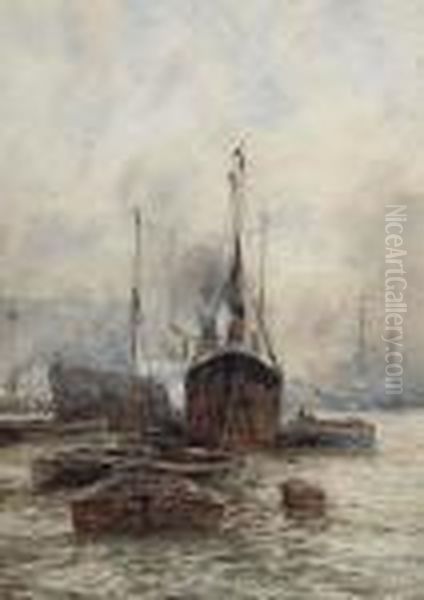 Off Woolwich, London Oil Painting by William Harrison Scarborough