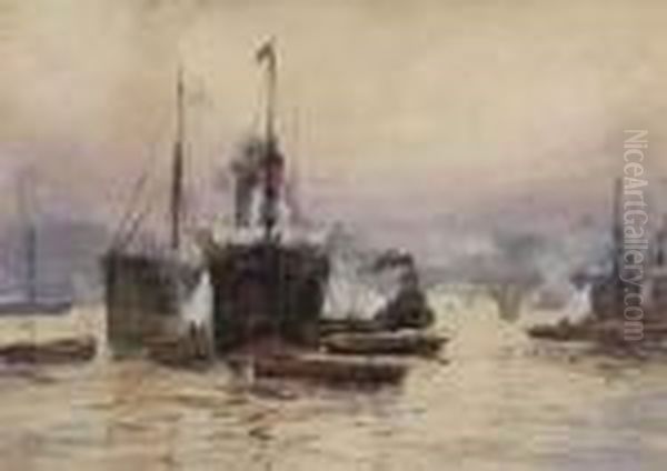 Boating On The River Thames, London Oil Painting by William Harrison Scarborough