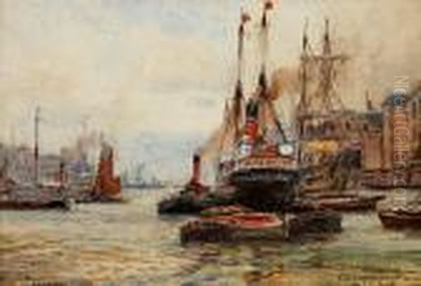 Wapping Reach, London Oil Painting by William Harrison Scarborough