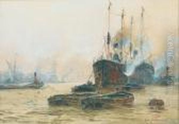 Woolwich Reach Oil Painting by William Harrison Scarborough