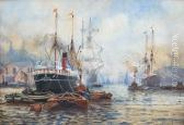 Woolwich Reach London Oil Painting by William Harrison Scarborough