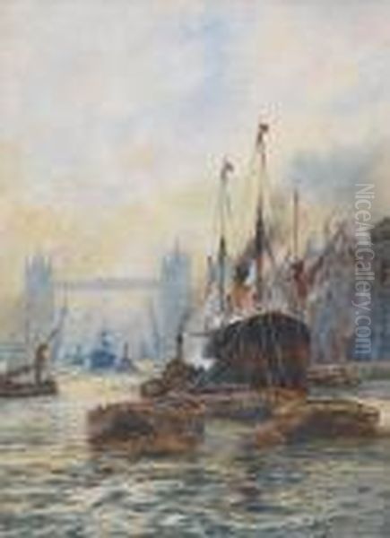 The Tower Bridge, London Oil Painting by William Harrison Scarborough