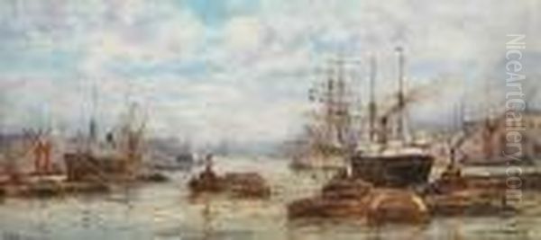 The Thames At Blackwall, London Oil Painting by William Harrison Scarborough