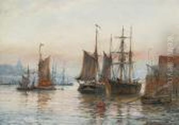 Sunset At King's Lynn, Norfolk Oil Painting by William Harrison Scarborough